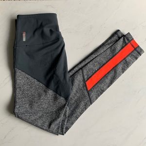 Zella two toned grey leggings with red reflective